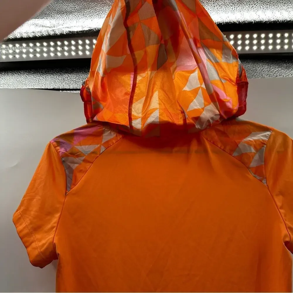 Nike Golf Tour Performance Orange Geometric Print Short Sleeve Jacket‎ Size XS